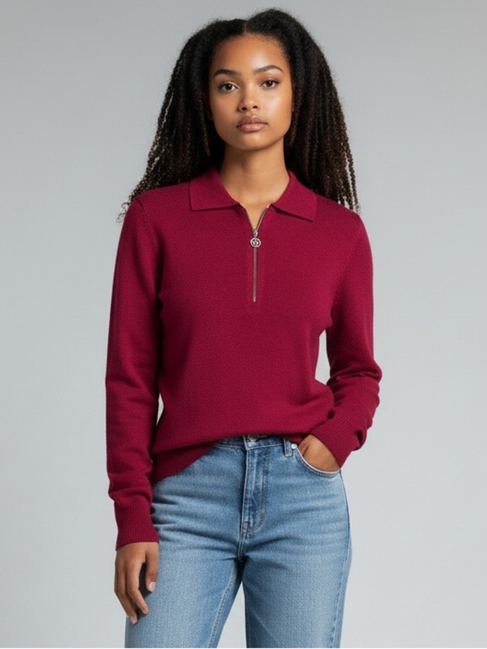 Designers Originals Luxe 360 Women’s Quarter Zip Pullover Sweater VTG 90s Red M